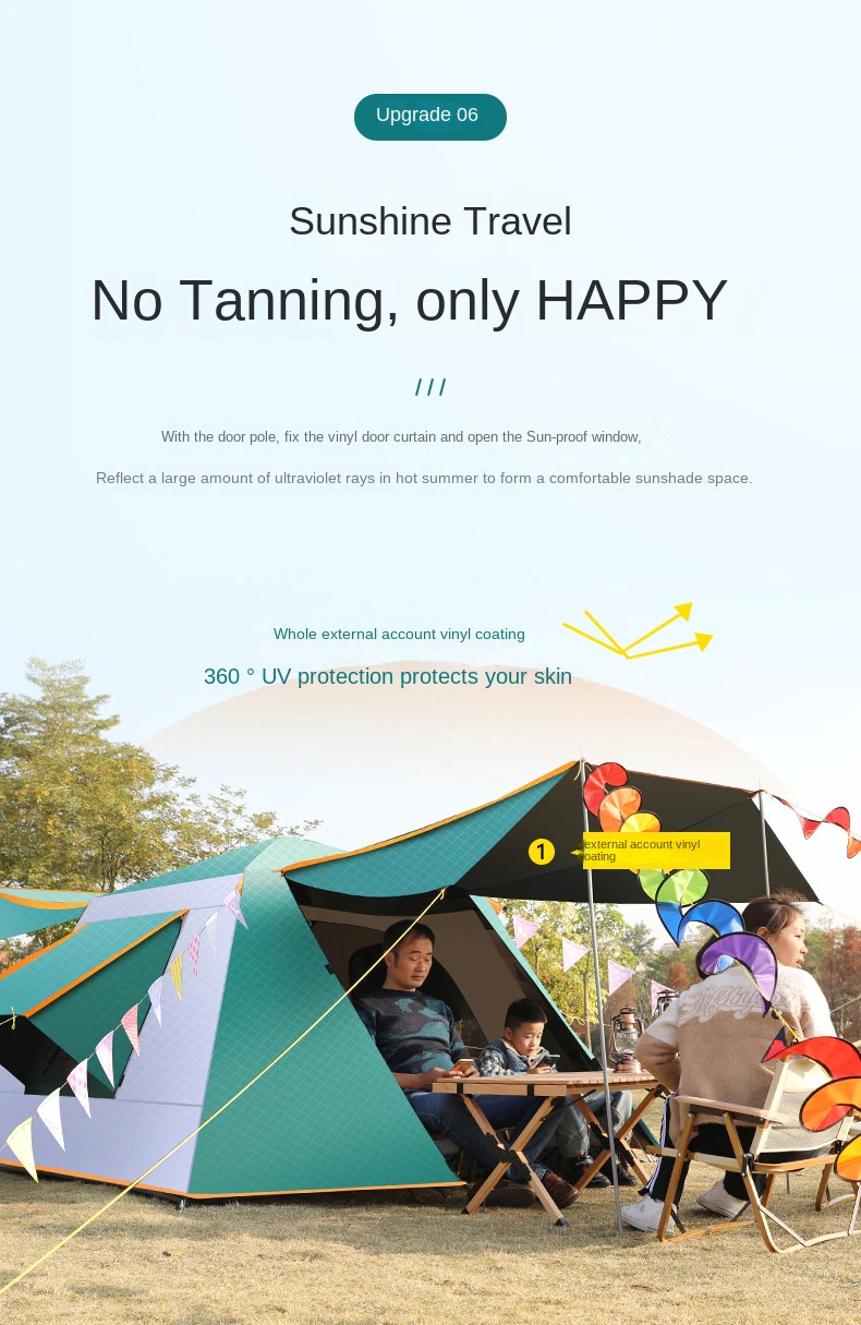 Cheap Goat Tents Automatic Aluminum Rod Portable Uv protection Camping Camping Outdoor Thickened Rainproof Tent Dropshipping   